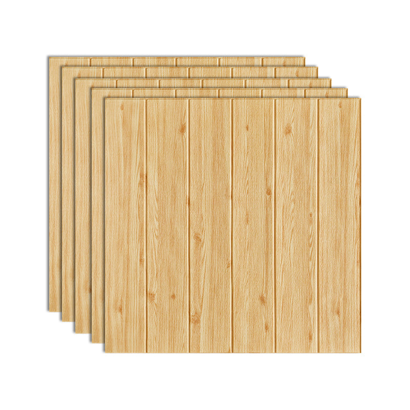 Plastic Wall Paneling Peel and Stick Waterproof Wood Planks Paneling Yellow 5-Piece Set Clearhalo 'Flooring 'Home Improvement' 'home_improvement' 'home_improvement_wall_paneling' 'Wall Paneling' 'wall_paneling' 'Walls & Ceilings' Walls and Ceiling' 7387297