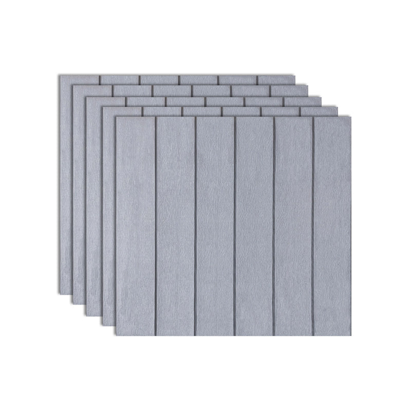 Plastic Wall Paneling Peel and Stick Waterproof Wood Planks Paneling Silver Gray 5-Piece Set Clearhalo 'Flooring 'Home Improvement' 'home_improvement' 'home_improvement_wall_paneling' 'Wall Paneling' 'wall_paneling' 'Walls & Ceilings' Walls and Ceiling' 7387305