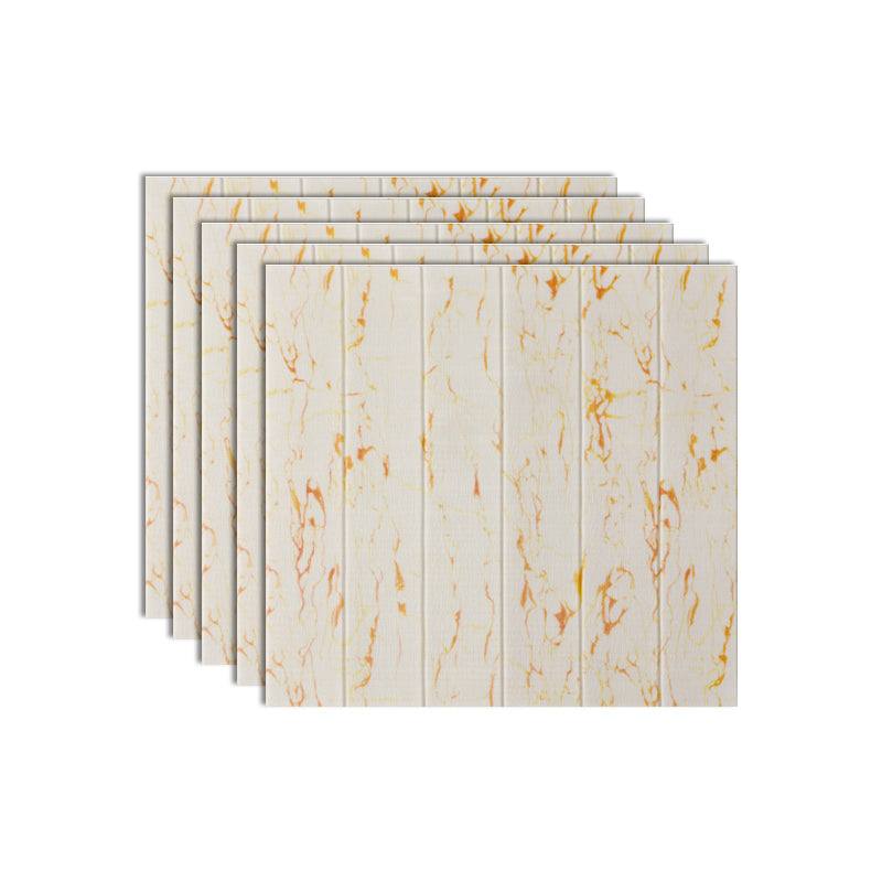 Plastic Wall Paneling Peel and Stick Waterproof Wood Planks Paneling Yellow/ White 5-Piece Set Clearhalo 'Flooring 'Home Improvement' 'home_improvement' 'home_improvement_wall_paneling' 'Wall Paneling' 'wall_paneling' 'Walls & Ceilings' Walls and Ceiling' 7387307