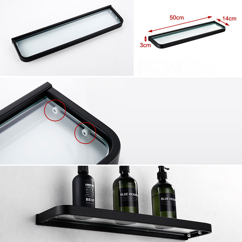 Contemporary Style Black Bathroom Accessory Set Metal Towel Bar Clearhalo 'Bathroom Hardware Sets' 'Bathroom Hardware' 'Bathroom Remodel & Bathroom Fixtures' 'bathroom_hardware_sets' 'Home Improvement' 'home_improvement' 'home_improvement_bathroom_hardware_sets' 7387638