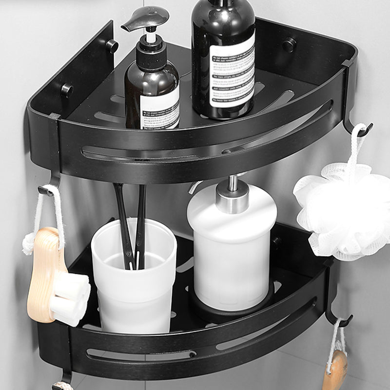 Black/Silver Bathroom Set Modern 1/2/3 - Piece Anti-rust Bath Shelf Clearhalo 'Bathroom Hardware Sets' 'Bathroom Hardware' 'Bathroom Remodel & Bathroom Fixtures' 'bathroom_hardware_sets' 'Home Improvement' 'home_improvement' 'home_improvement_bathroom_hardware_sets' 7387654