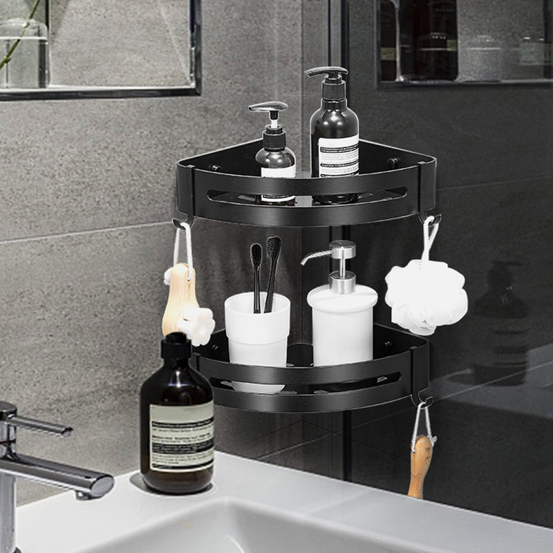 Black/Silver Bathroom Set Modern 1/2/3 - Piece Anti-rust Bath Shelf Clearhalo 'Bathroom Hardware Sets' 'Bathroom Hardware' 'Bathroom Remodel & Bathroom Fixtures' 'bathroom_hardware_sets' 'Home Improvement' 'home_improvement' 'home_improvement_bathroom_hardware_sets' 7387658