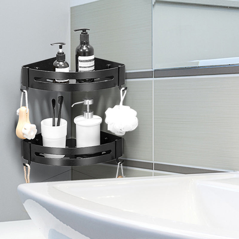 Black/Silver Bathroom Set Modern 1/2/3 - Piece Anti-rust Bath Shelf Clearhalo 'Bathroom Hardware Sets' 'Bathroom Hardware' 'Bathroom Remodel & Bathroom Fixtures' 'bathroom_hardware_sets' 'Home Improvement' 'home_improvement' 'home_improvement_bathroom_hardware_sets' 7387661