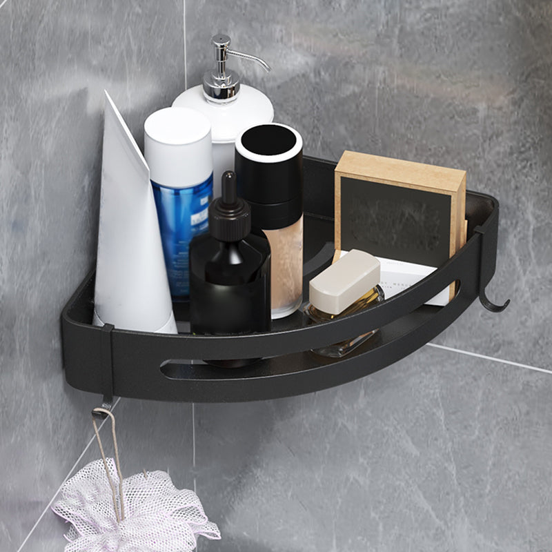 Black/Silver Bathroom Set Modern 1/2/3 - Piece Anti-rust Bath Shelf 12.5" Black 1 Piece Clearhalo 'Bathroom Hardware Sets' 'Bathroom Hardware' 'Bathroom Remodel & Bathroom Fixtures' 'bathroom_hardware_sets' 'Home Improvement' 'home_improvement' 'home_improvement_bathroom_hardware_sets' 7387662