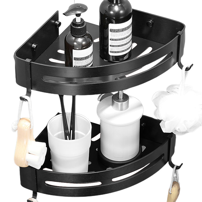 Black/Silver Bathroom Set Modern 1/2/3 - Piece Anti-rust Bath Shelf Clearhalo 'Bathroom Hardware Sets' 'Bathroom Hardware' 'Bathroom Remodel & Bathroom Fixtures' 'bathroom_hardware_sets' 'Home Improvement' 'home_improvement' 'home_improvement_bathroom_hardware_sets' 7387663