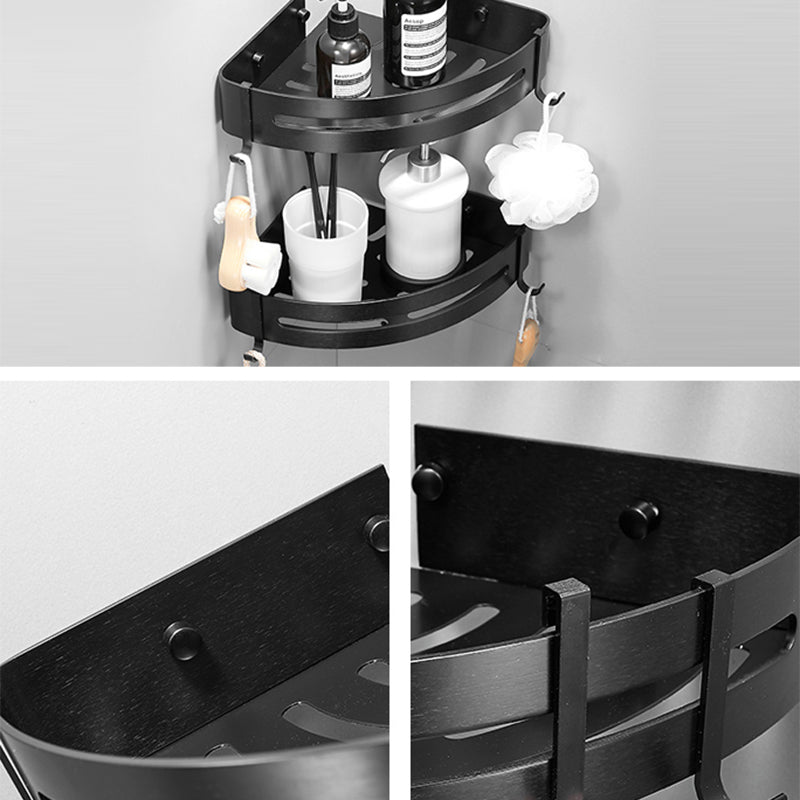 Black/Silver Bathroom Set Modern 1/2/3 - Piece Anti-rust Bath Shelf Clearhalo 'Bathroom Hardware Sets' 'Bathroom Hardware' 'Bathroom Remodel & Bathroom Fixtures' 'bathroom_hardware_sets' 'Home Improvement' 'home_improvement' 'home_improvement_bathroom_hardware_sets' 7387665
