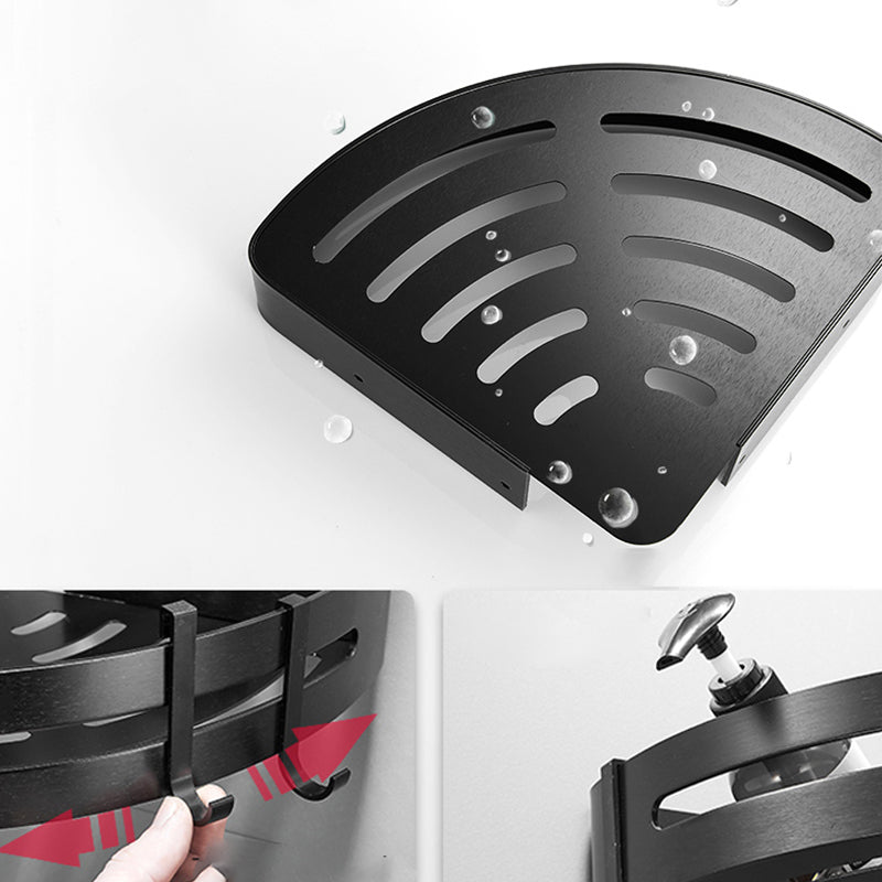 Black/Silver Bathroom Set Modern 1/2/3 - Piece Anti-rust Bath Shelf Clearhalo 'Bathroom Hardware Sets' 'Bathroom Hardware' 'Bathroom Remodel & Bathroom Fixtures' 'bathroom_hardware_sets' 'Home Improvement' 'home_improvement' 'home_improvement_bathroom_hardware_sets' 7387667