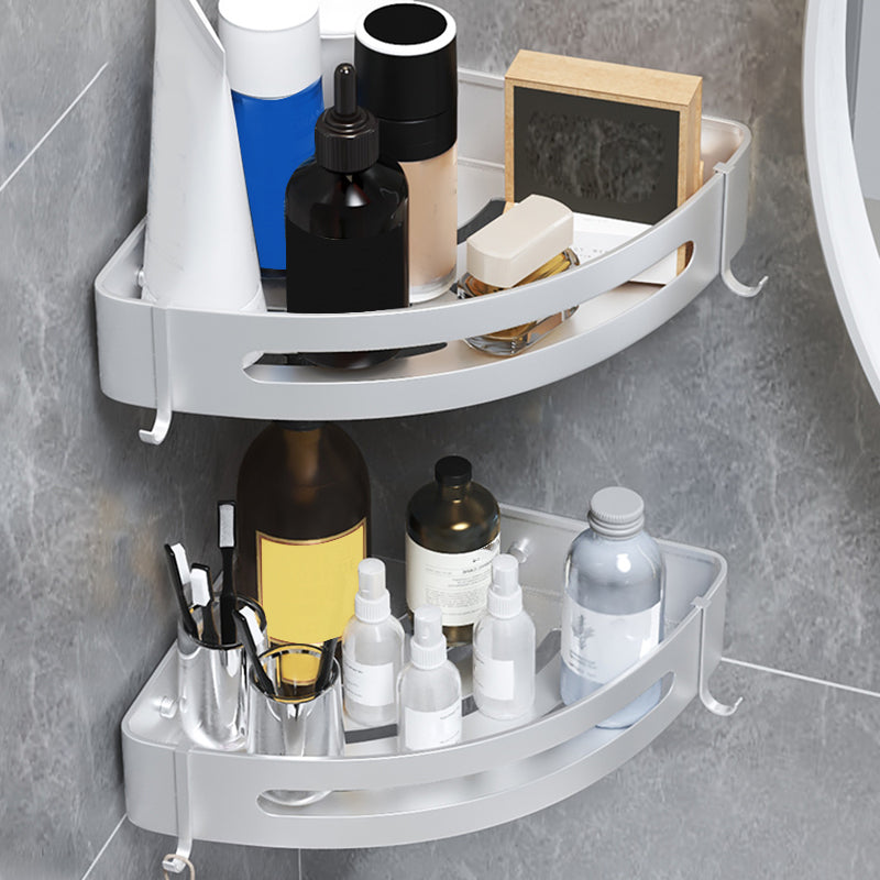 Black/Silver Bathroom Set Modern 1/2/3 - Piece Anti-rust Bath Shelf 12.5" Silver 2 Piece Set Clearhalo 'Bathroom Hardware Sets' 'Bathroom Hardware' 'Bathroom Remodel & Bathroom Fixtures' 'bathroom_hardware_sets' 'Home Improvement' 'home_improvement' 'home_improvement_bathroom_hardware_sets' 7387669