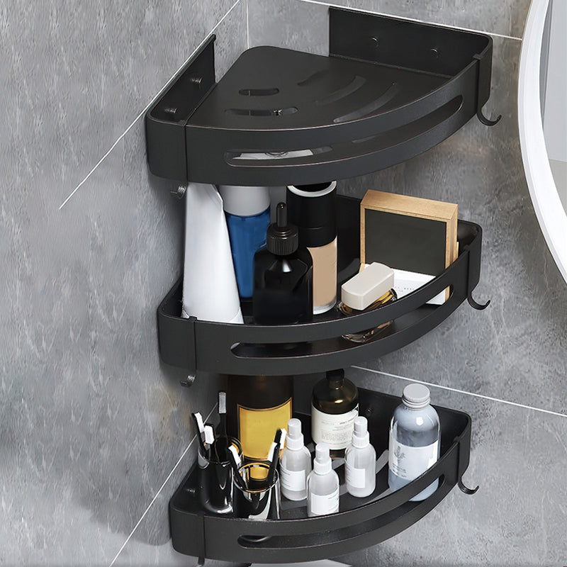 Black/Silver Bathroom Set Modern 1/2/3 - Piece Anti-rust Bath Shelf 12.5" Black 3 Piece Set Clearhalo 'Bathroom Hardware Sets' 'Bathroom Hardware' 'Bathroom Remodel & Bathroom Fixtures' 'bathroom_hardware_sets' 'Home Improvement' 'home_improvement' 'home_improvement_bathroom_hardware_sets' 7387671
