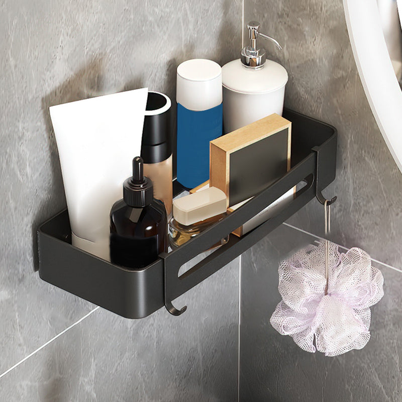 Black/Silver Bathroom Set Modern 1/2/3 - Piece Anti-rust Bath Shelf 13" Black 1 Piece Clearhalo 'Bathroom Hardware Sets' 'Bathroom Hardware' 'Bathroom Remodel & Bathroom Fixtures' 'bathroom_hardware_sets' 'Home Improvement' 'home_improvement' 'home_improvement_bathroom_hardware_sets' 7387674