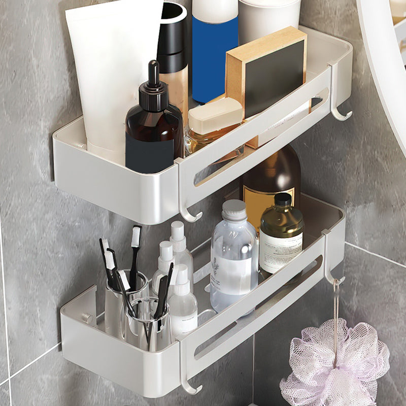 Silver Bathroom Accessory Set Modern Anti-rust 1/2/3 - Piece Bath Shelf -  Clearhalo