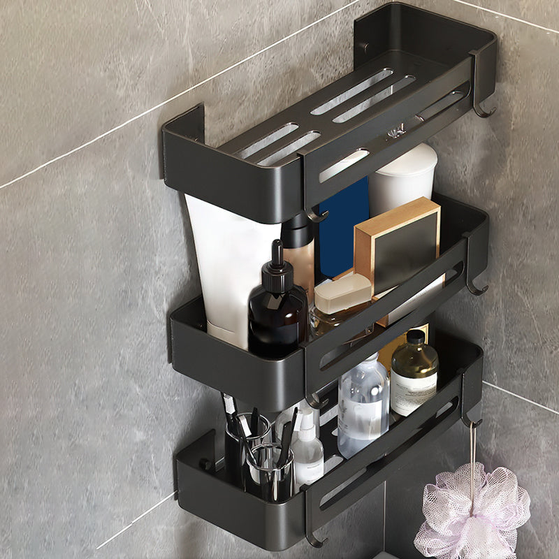 Black/Silver Bathroom Set Modern 1/2/3 - Piece Anti-rust Bath Shelf 13" Black 3 Piece Set Clearhalo 'Bathroom Hardware Sets' 'Bathroom Hardware' 'Bathroom Remodel & Bathroom Fixtures' 'bathroom_hardware_sets' 'Home Improvement' 'home_improvement' 'home_improvement_bathroom_hardware_sets' 7387678