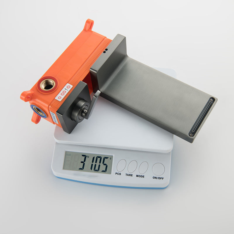 Single Lever Handle Sink Faucet Waterfall Spout Wall Mount 2 Holes Bathroom Faucet Clearhalo 'Bathroom Remodel & Bathroom Fixtures' 'Bathroom Sink Faucets' 'Bathroom Sinks & Faucet Components' 'bathroom_sink_faucets' 'Home Improvement' 'home_improvement' 'home_improvement_bathroom_sink_faucets' 7387845