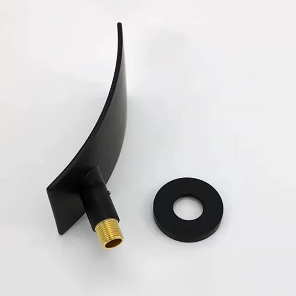 Lever Handle Bathroom Faucet 2 Holes Waterfall Spout Wall-Mounted Sink Faucet Clearhalo 'Bathroom Remodel & Bathroom Fixtures' 'Bathroom Sink Faucets' 'Bathroom Sinks & Faucet Components' 'bathroom_sink_faucets' 'Home Improvement' 'home_improvement' 'home_improvement_bathroom_sink_faucets' 7387874