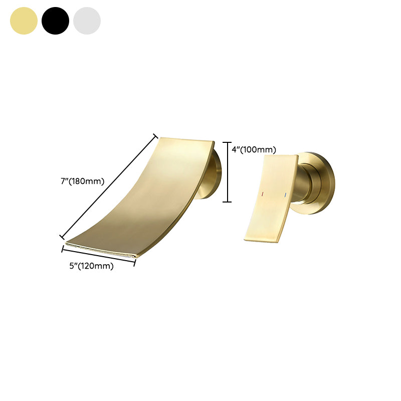 Lever Handle Bathroom Faucet 2 Holes Waterfall Spout Wall-Mounted Sink Faucet Clearhalo 'Bathroom Remodel & Bathroom Fixtures' 'Bathroom Sink Faucets' 'Bathroom Sinks & Faucet Components' 'bathroom_sink_faucets' 'Home Improvement' 'home_improvement' 'home_improvement_bathroom_sink_faucets' 7387876