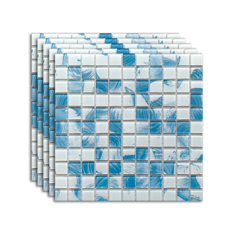 Brick Look Wall & Floor Tile Glass Wall & Floor Tile for Indoor and Outdoor Sky Blue-White 11 Pieces Clearhalo 'Floor Tiles & Wall Tiles' 'floor_tiles_wall_tiles' 'Flooring 'Home Improvement' 'home_improvement' 'home_improvement_floor_tiles_wall_tiles' Walls and Ceiling' 7387928