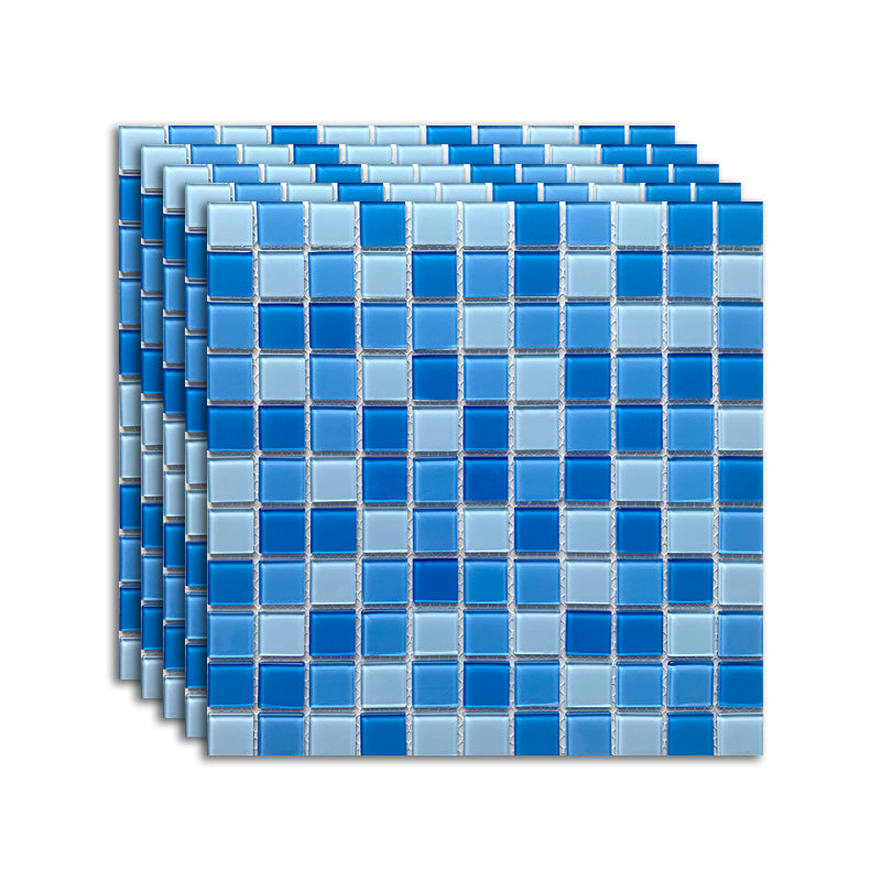 Brick Look Wall & Floor Tile Glass Wall & Floor Tile for Indoor and Outdoor Dark Blue-Light Blue 11 Pieces Clearhalo 'Floor Tiles & Wall Tiles' 'floor_tiles_wall_tiles' 'Flooring 'Home Improvement' 'home_improvement' 'home_improvement_floor_tiles_wall_tiles' Walls and Ceiling' 7387932