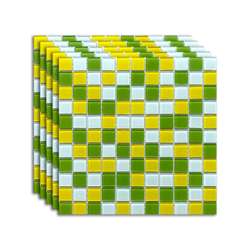 Brick Look Wall & Floor Tile Glass Wall & Floor Tile for Indoor and Outdoor Yellow Green White 11 Pieces Clearhalo 'Floor Tiles & Wall Tiles' 'floor_tiles_wall_tiles' 'Flooring 'Home Improvement' 'home_improvement' 'home_improvement_floor_tiles_wall_tiles' Walls and Ceiling' 7387933