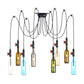 6/8/10 Lights Swag LED Multi Pendant Vintage Restaurant Hanging Ceiling Lamp with Bottle Colored Glass Shade in Black Clearhalo 'Ceiling Lights' 'Glass shade' 'Glass' 'Industrial Pendants' 'Industrial' 'Middle Century Pendants' 'Pendant Lights' 'Pendants' 'Tiffany' Lighting' 738826