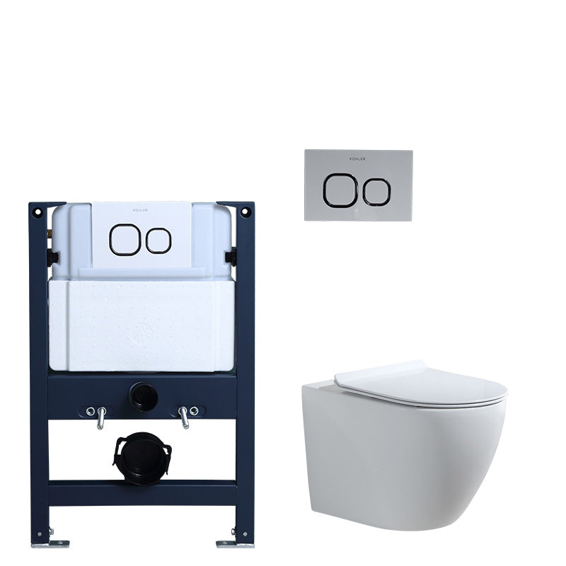 Contemporary Wall Mount Toilet Bowl White Seat Included Urine Toilet for Bathroom 14"L x 19"W x 14"H Toilet with Low Tanker Clearhalo 'Bathroom Remodel & Bathroom Fixtures' 'Home Improvement' 'home_improvement' 'home_improvement_toilets' 'Toilets & Bidets' 'Toilets' 7388563