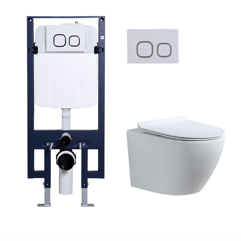 Contemporary Wall Mount Toilet Bowl White Seat Included Urine Toilet for Bathroom 14"L x 19"W x 14"H Toilet with High Tanker Clearhalo 'Bathroom Remodel & Bathroom Fixtures' 'Home Improvement' 'home_improvement' 'home_improvement_toilets' 'Toilets & Bidets' 'Toilets' 7388565