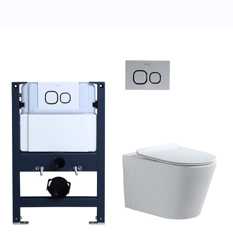Contemporary Wall Mount Toilet Bowl White Seat Included Urine Toilet for Bathroom 14"L x 22"W x 14"H Toilet with Low Tanker Clearhalo 'Bathroom Remodel & Bathroom Fixtures' 'Home Improvement' 'home_improvement' 'home_improvement_toilets' 'Toilets & Bidets' 'Toilets' 7388568