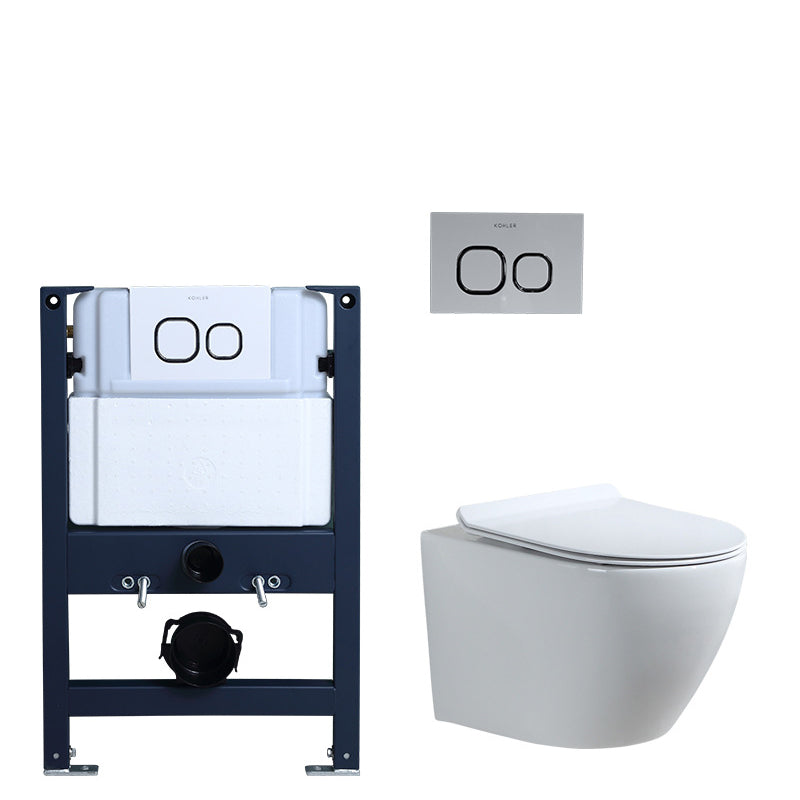 Contemporary Wall Mount Toilet Bowl White Seat Included Urine Toilet for Bathroom 14"L x 22"W x 15"H Toilet with Low Tanker Clearhalo 'Bathroom Remodel & Bathroom Fixtures' 'Home Improvement' 'home_improvement' 'home_improvement_toilets' 'Toilets & Bidets' 'Toilets' 7388575