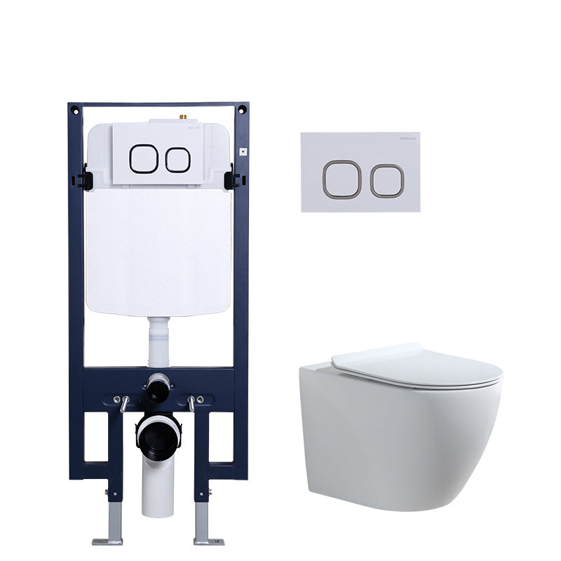 Contemporary Wall Mount Toilet Bowl White Seat Included Urine Toilet for Bathroom 14"L x 22"W x 15"H Toilet with High Tanker Clearhalo 'Bathroom Remodel & Bathroom Fixtures' 'Home Improvement' 'home_improvement' 'home_improvement_toilets' 'Toilets & Bidets' 'Toilets' 7388577