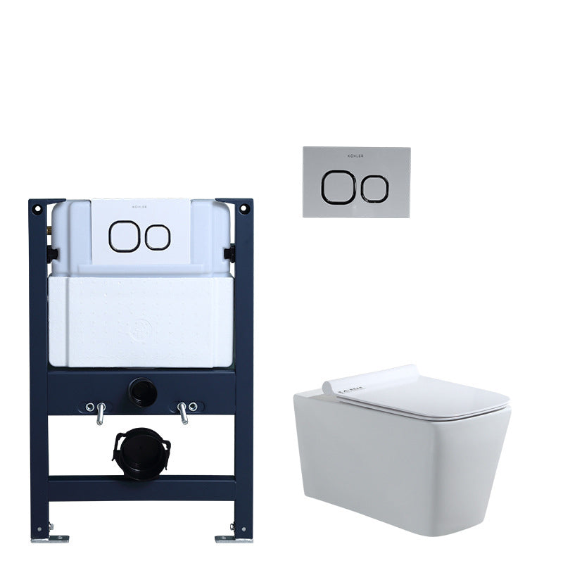 Contemporary Wall Mount Toilet Bowl White Seat Included Urine Toilet for Bathroom 14"L x 23"W x 14"H Toilet with Low Tanker Clearhalo 'Bathroom Remodel & Bathroom Fixtures' 'Home Improvement' 'home_improvement' 'home_improvement_toilets' 'Toilets & Bidets' 'Toilets' 7388580