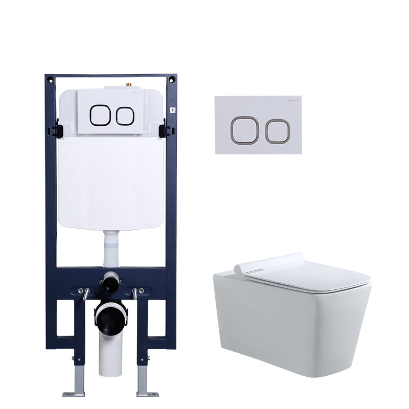 Contemporary Wall Mount Toilet Bowl White Seat Included Urine Toilet for Bathroom 14"L x 23"W x 14"H Toilet with High Tanker Clearhalo 'Bathroom Remodel & Bathroom Fixtures' 'Home Improvement' 'home_improvement' 'home_improvement_toilets' 'Toilets & Bidets' 'Toilets' 7388581