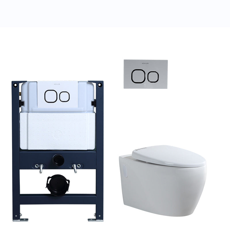 Contemporary Wall Mount Toilet Bowl White Seat Included Urine Toilet for Bathroom 16"L x 23"W x 14"H Toilet with Low Tanker Clearhalo 'Bathroom Remodel & Bathroom Fixtures' 'Home Improvement' 'home_improvement' 'home_improvement_toilets' 'Toilets & Bidets' 'Toilets' 7388583