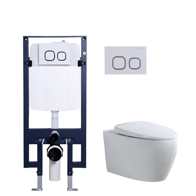 Contemporary Wall Mount Toilet Bowl White Seat Included Urine Toilet for Bathroom 16"L x 23"W x 14"H Toilet with High Tanker Clearhalo 'Bathroom Remodel & Bathroom Fixtures' 'Home Improvement' 'home_improvement' 'home_improvement_toilets' 'Toilets & Bidets' 'Toilets' 7388584