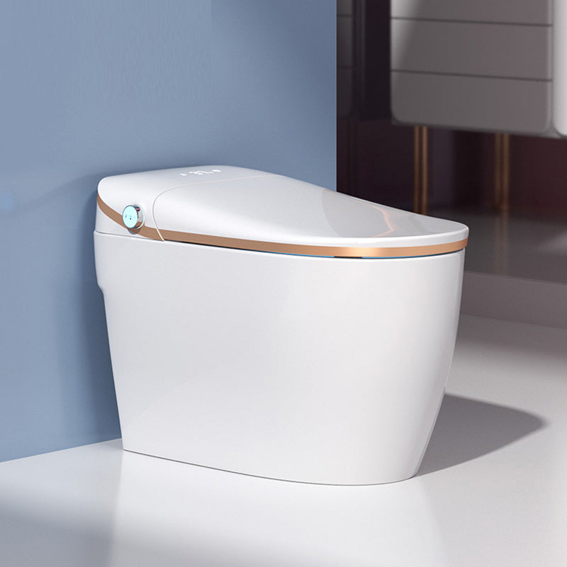Modern White Flush Toilet Floor Mount Toilet Bowl for Washroom Gold Automatic Flip (Automatic Version) Clearhalo 'Bathroom Remodel & Bathroom Fixtures' 'Home Improvement' 'home_improvement' 'home_improvement_toilets' 'Toilets & Bidets' 'Toilets' 7388596
