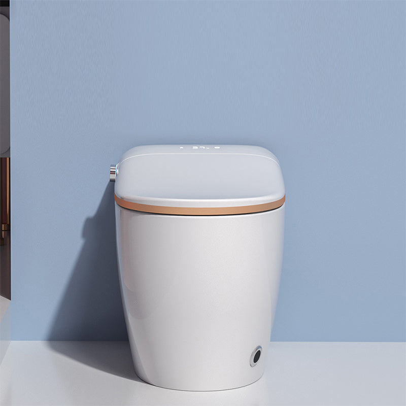 Modern White Flush Toilet Floor Mount Toilet Bowl for Washroom Gold Automatic Flip (Automatic Version) 14" Clearhalo 'Bathroom Remodel & Bathroom Fixtures' 'Home Improvement' 'home_improvement' 'home_improvement_toilets' 'Toilets & Bidets' 'Toilets' 7388602