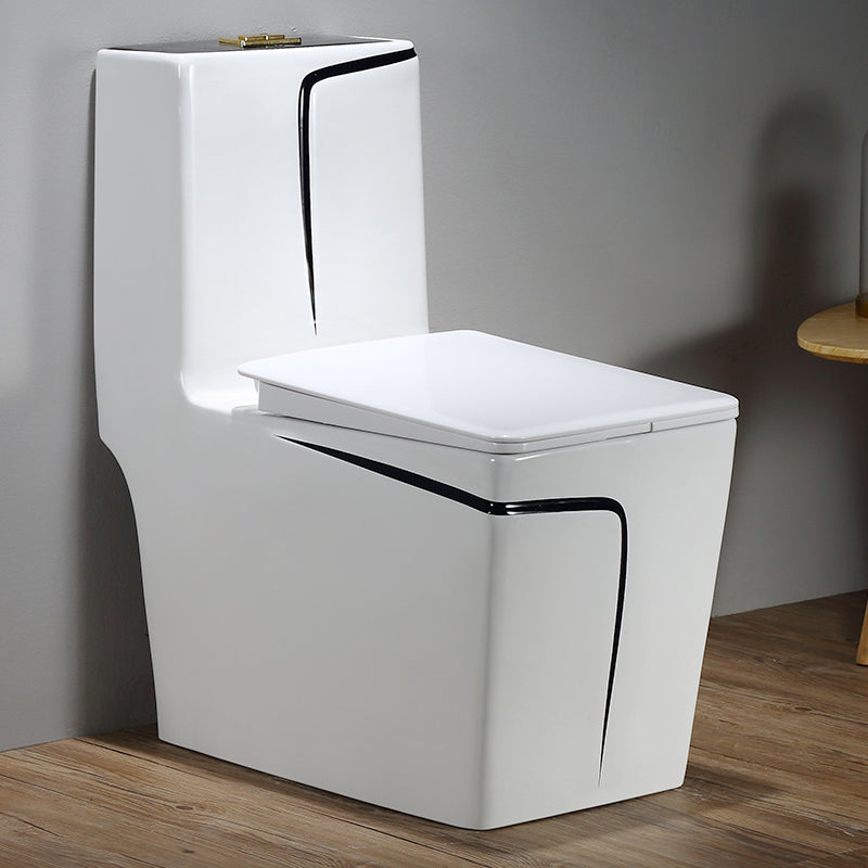 Traditional Floor Mount Toilet Seat Included Toilet Bowl for Bathroom 13"L x 27"W x 30"H Black White Clearhalo 'Bathroom Remodel & Bathroom Fixtures' 'Home Improvement' 'home_improvement' 'home_improvement_toilets' 'Toilets & Bidets' 'Toilets' 7388655