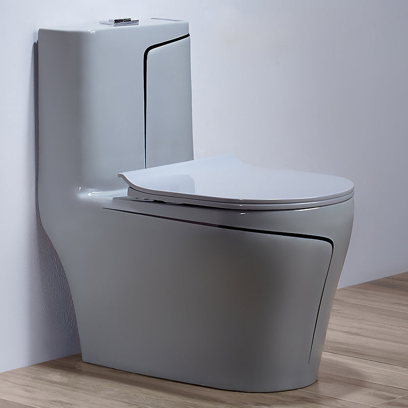 Traditional Floor Mount Toilet Seat Included Toilet Bowl for Bathroom 15"L x 27"W x 30"H Gray Black Clearhalo 'Bathroom Remodel & Bathroom Fixtures' 'Home Improvement' 'home_improvement' 'home_improvement_toilets' 'Toilets & Bidets' 'Toilets' 7388662