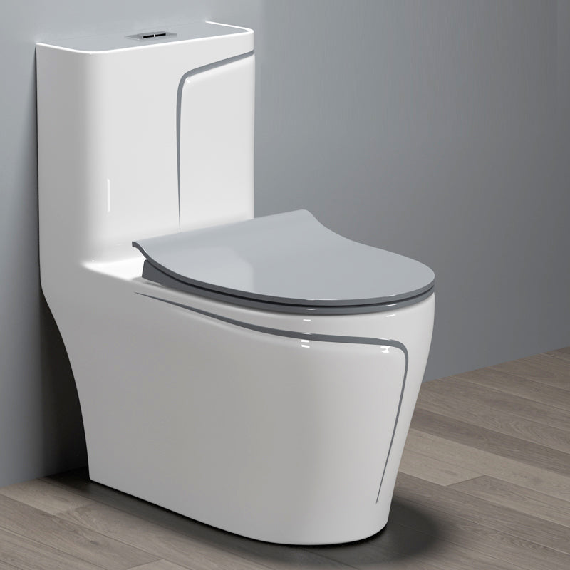 Traditional Floor Mount Toilet Seat Included Toilet Bowl for Bathroom 15"L x 27"W x 30"H Gray/ White Clearhalo 'Bathroom Remodel & Bathroom Fixtures' 'Home Improvement' 'home_improvement' 'home_improvement_toilets' 'Toilets & Bidets' 'Toilets' 7388668