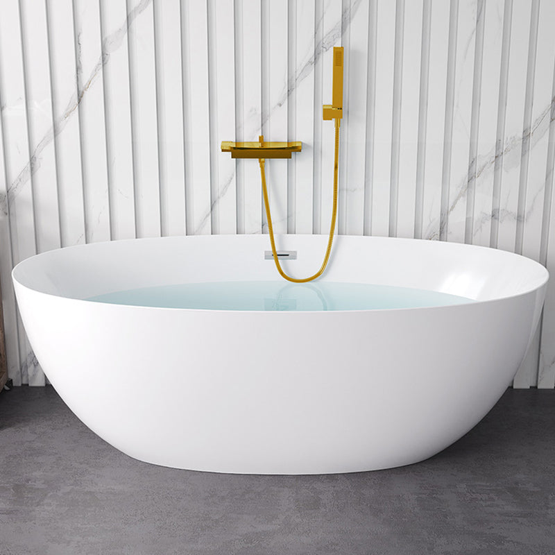 Antique Finish Soaking Bath Tub Stand Alone Modern Oval Bath Gold Tub with Wall Mounted Faucets Clearhalo 'Bathroom Remodel & Bathroom Fixtures' 'Bathtubs' 'Home Improvement' 'home_improvement' 'home_improvement_bathtubs' 'Showers & Bathtubs' 7388686