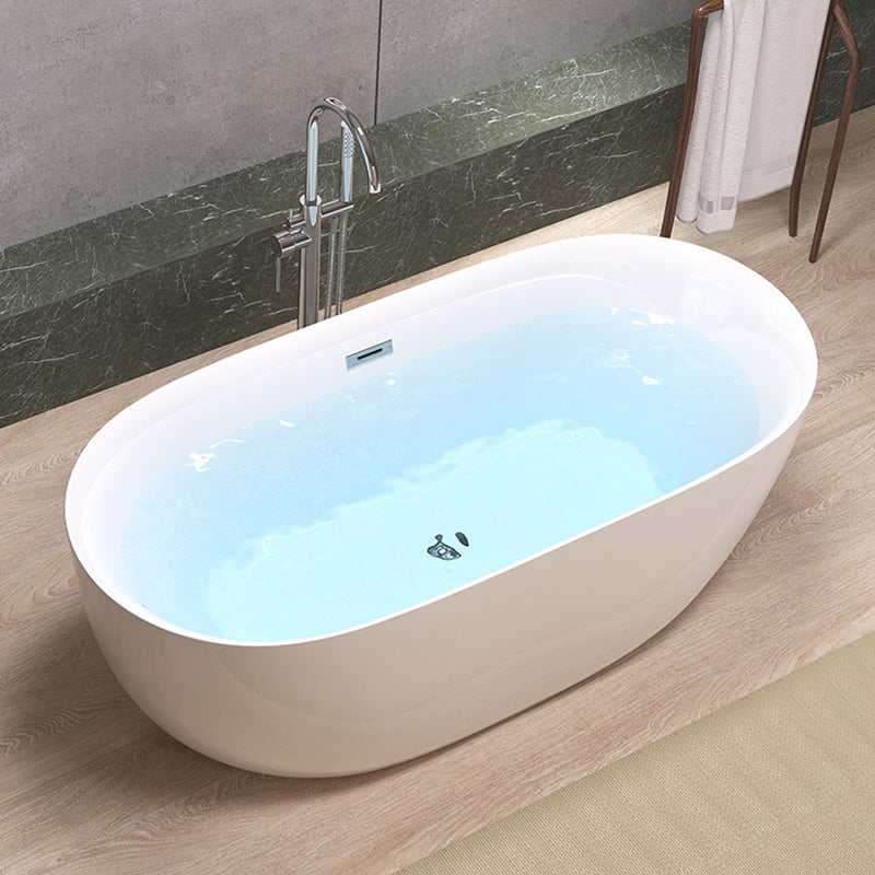 Modern Back to Wall Bath Oval White Soaking Acrylic Freestanding Bathtub Silver Tub with Freestanding Tub Fillers Clearhalo 'Bathroom Remodel & Bathroom Fixtures' 'Bathtubs' 'Home Improvement' 'home_improvement' 'home_improvement_bathtubs' 'Showers & Bathtubs' 7388707