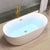 Modern Back to Wall Bath Oval White Soaking Acrylic Freestanding Bathtub Gold Tub with Freestanding Tub Fillers Clearhalo 'Bathroom Remodel & Bathroom Fixtures' 'Bathtubs' 'Home Improvement' 'home_improvement' 'home_improvement_bathtubs' 'Showers & Bathtubs' 7388709