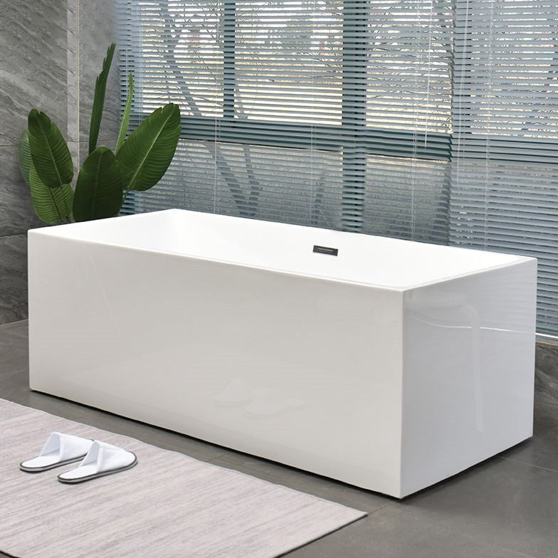 Acrylic Center Bath Stand Alone Soaking Rectangular Modern Bathtub White Tub Clearhalo 'Bathroom Remodel & Bathroom Fixtures' 'Bathtubs' 'Home Improvement' 'home_improvement' 'home_improvement_bathtubs' 'Showers & Bathtubs' 7388795