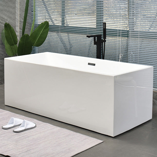 Acrylic Center Bath Stand Alone Soaking Rectangular Modern Bathtub White 59"L x 29"W x 23"H Tub with Freestanding Tub Fillers Clearhalo 'Bathroom Remodel & Bathroom Fixtures' 'Bathtubs' 'Home Improvement' 'home_improvement' 'home_improvement_bathtubs' 'Showers & Bathtubs' 7388797