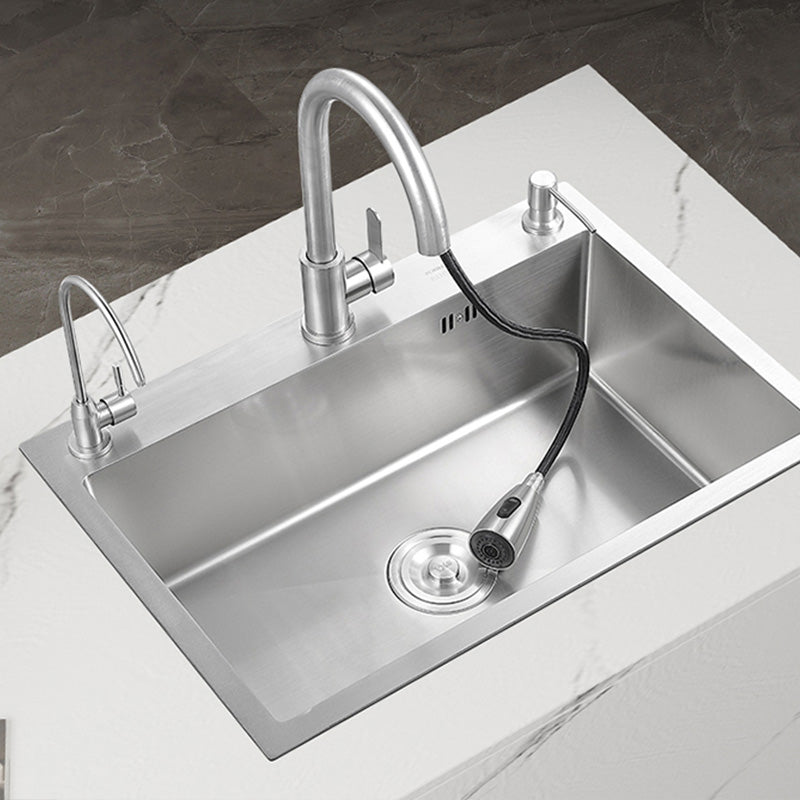 Contemporary Style Kitchen Sink Soundproof Detail Kitchen Sink with Overflow Hole Clearhalo 'Home Improvement' 'home_improvement' 'home_improvement_kitchen_sinks' 'Kitchen Remodel & Kitchen Fixtures' 'Kitchen Sinks & Faucet Components' 'Kitchen Sinks' 'kitchen_sinks' 7389296