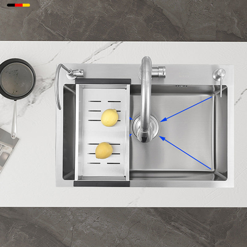 Contemporary Style Kitchen Sink Soundproof Detail Kitchen Sink with Overflow Hole Clearhalo 'Home Improvement' 'home_improvement' 'home_improvement_kitchen_sinks' 'Kitchen Remodel & Kitchen Fixtures' 'Kitchen Sinks & Faucet Components' 'Kitchen Sinks' 'kitchen_sinks' 7389298