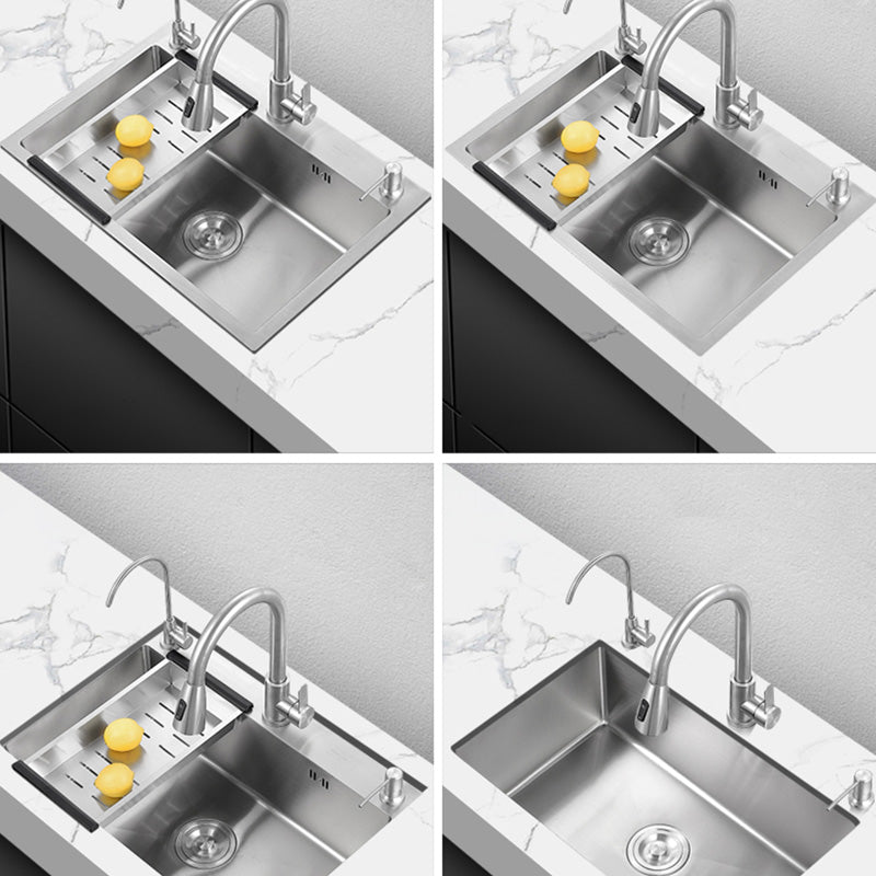 Contemporary Style Kitchen Sink Soundproof Detail Kitchen Sink with Overflow Hole Clearhalo 'Home Improvement' 'home_improvement' 'home_improvement_kitchen_sinks' 'Kitchen Remodel & Kitchen Fixtures' 'Kitchen Sinks & Faucet Components' 'Kitchen Sinks' 'kitchen_sinks' 7389300