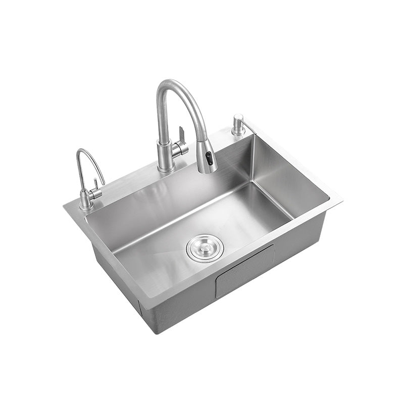 Contemporary Style Kitchen Sink Soundproof Detail Kitchen Sink with Overflow Hole Clearhalo 'Home Improvement' 'home_improvement' 'home_improvement_kitchen_sinks' 'Kitchen Remodel & Kitchen Fixtures' 'Kitchen Sinks & Faucet Components' 'Kitchen Sinks' 'kitchen_sinks' 7389301