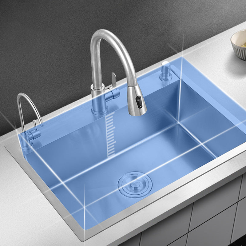 Contemporary Style Kitchen Sink Soundproof Detail Kitchen Sink with Overflow Hole Clearhalo 'Home Improvement' 'home_improvement' 'home_improvement_kitchen_sinks' 'Kitchen Remodel & Kitchen Fixtures' 'Kitchen Sinks & Faucet Components' 'Kitchen Sinks' 'kitchen_sinks' 7389304