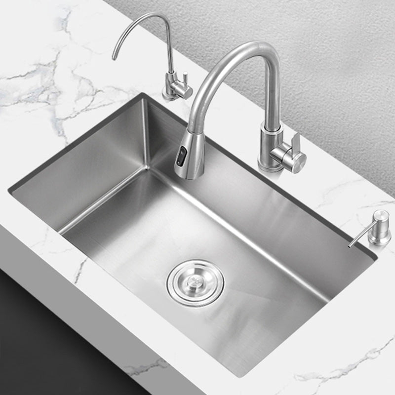 Contemporary Style Kitchen Sink Soundproof Detail Kitchen Sink with Overflow Hole Clearhalo 'Home Improvement' 'home_improvement' 'home_improvement_kitchen_sinks' 'Kitchen Remodel & Kitchen Fixtures' 'Kitchen Sinks & Faucet Components' 'Kitchen Sinks' 'kitchen_sinks' 7389305