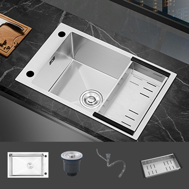 Contemporary Style Kitchen Sink Soundproof Design Kitchen Sink with Overflow Hole Sink Only None Clearhalo 'Home Improvement' 'home_improvement' 'home_improvement_kitchen_sinks' 'Kitchen Remodel & Kitchen Fixtures' 'Kitchen Sinks & Faucet Components' 'Kitchen Sinks' 'kitchen_sinks' 7389314