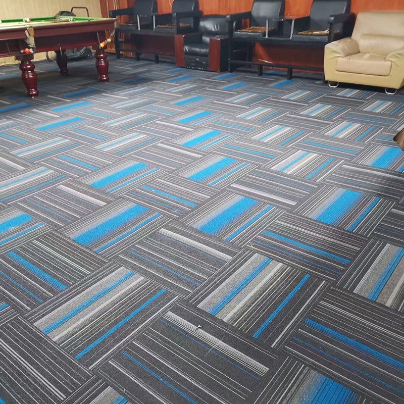 Modern Carpet Tiles Multi Level Loop Glue Down Non-Skid Carpet Tile for Foyer Gray-Blue 40-Piece Set Asphalt Clearhalo 'Carpet Tiles & Carpet Squares' 'carpet_tiles_carpet_squares' 'Flooring 'Home Improvement' 'home_improvement' 'home_improvement_carpet_tiles_carpet_squares' Walls and Ceiling' 7389346